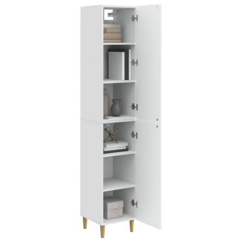 Комплект шкафове 2 pcs Бял гланц Инженерна дървесина