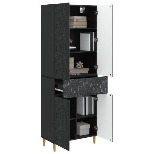 Комплект шкафове 2 pcs Черно Инженерна дървесина