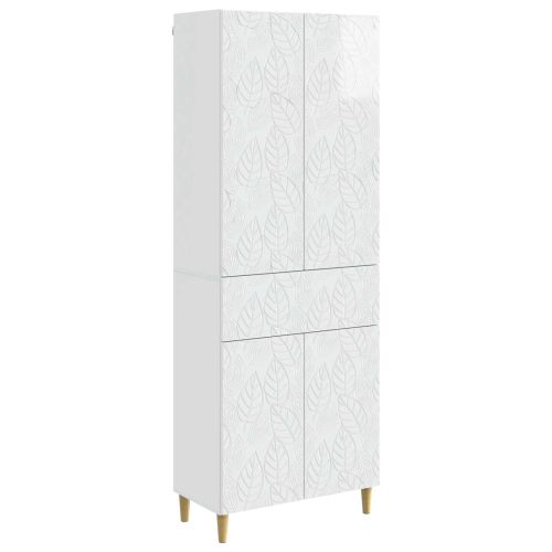 Комплект шкафове 2 pcs Бял гланц Инженерна дървесина