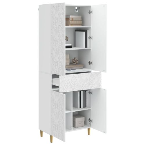 Комплект шкафове 2 pcs Бял гланц Инженерна дървесина