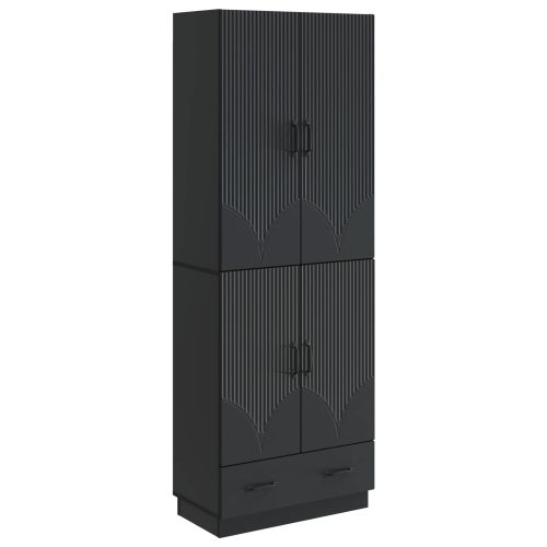 Комплект шкафове 2 pcs Черно Инженерна дървесина