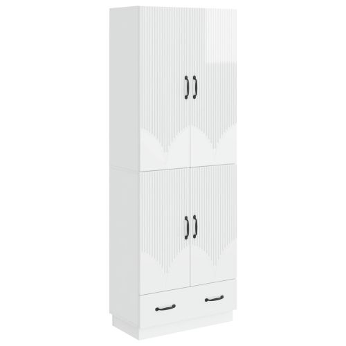 Комплект шкафове 2 pcs Бял гланц Инженерна дървесина