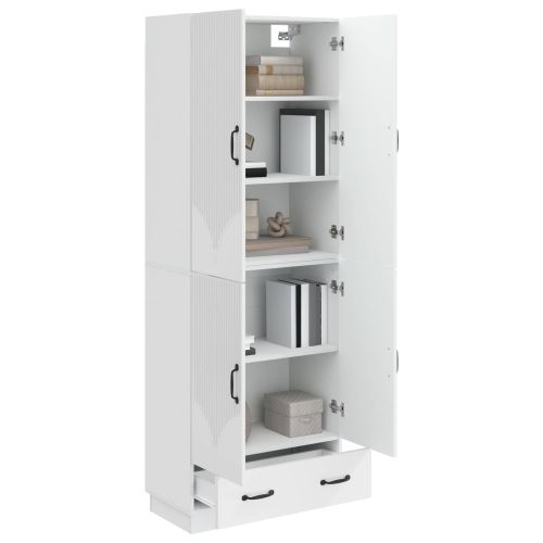 Комплект шкафове 2 pcs Бял гланц Инженерна дървесина