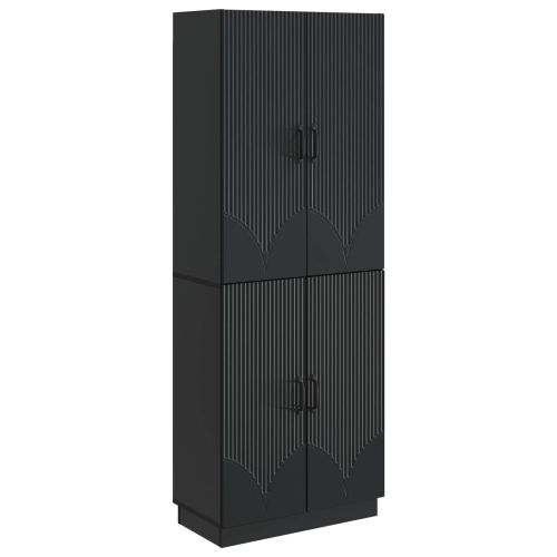 Комплект шкафове 2 pcs Черно Инженерна дървесина