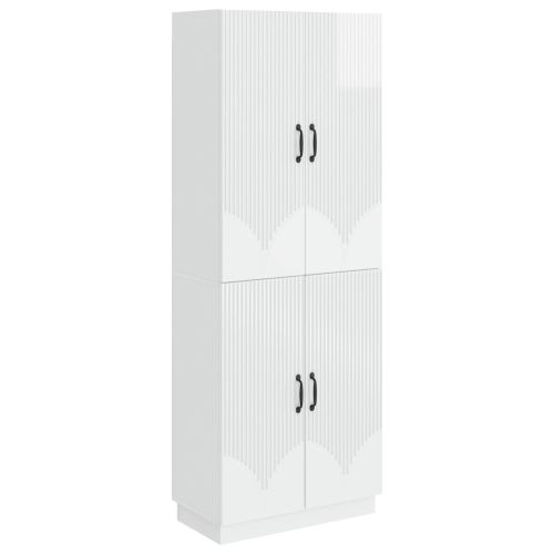 Комплект шкафове 2 pcs Бял гланц Инженерна дървесина