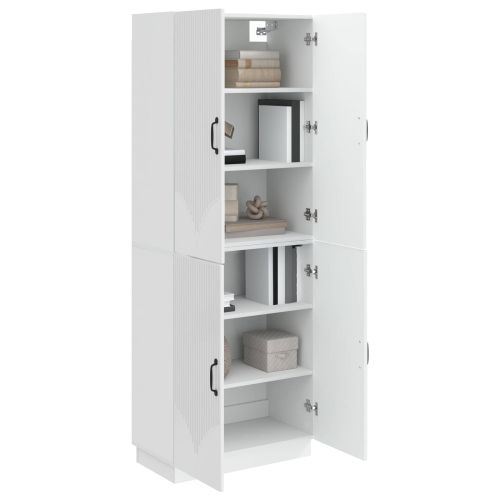 Комплект шкафове 2 pcs Бял гланц Инженерна дървесина