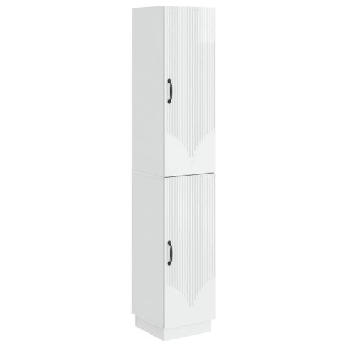 Комплект шкафове 2 pcs Бял гланц Инженерна дървесина