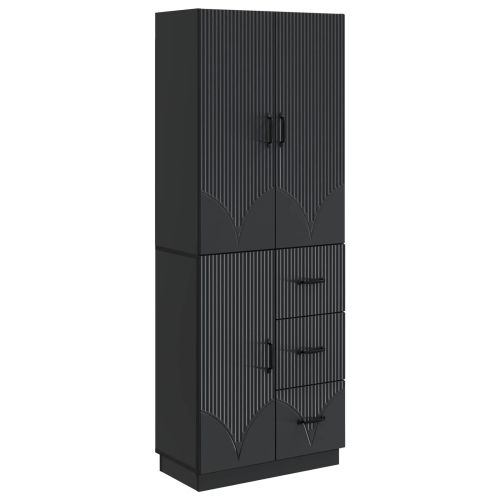 Комплект шкафове 2 pcs Черно Инженерна дървесина