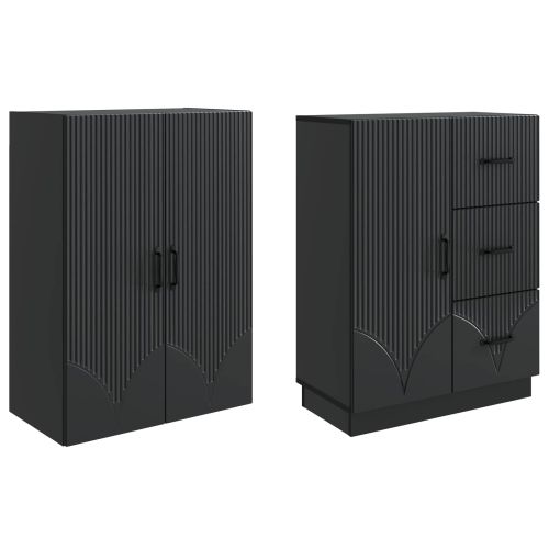 Комплект шкафове 2 pcs Черно Инженерна дървесина