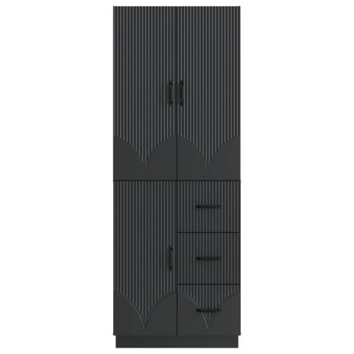 Комплект шкафове 2 pcs Черно Инженерна дървесина