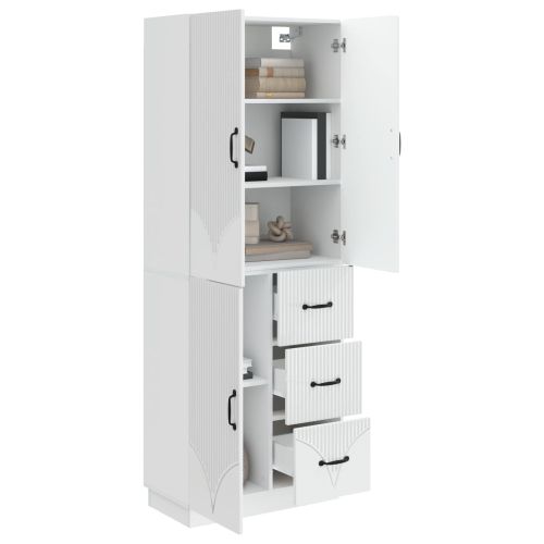 Комплект шкафове 2 pcs Бял гланц Инженерна дървесина