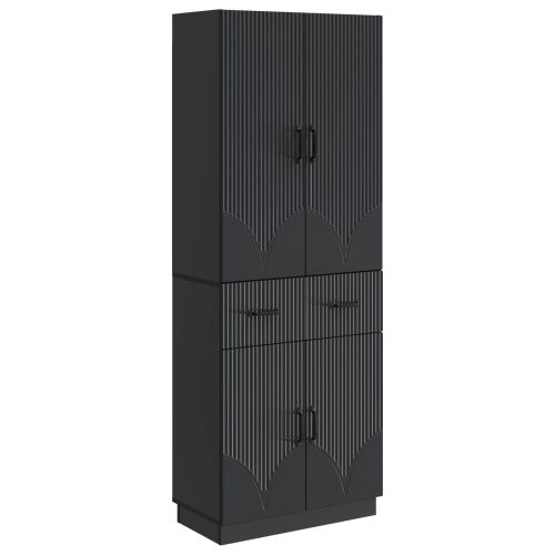 Комплект шкафове 2 pcs Черно Инженерна дървесина