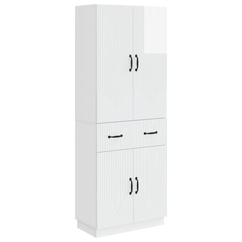 Комплект шкафове 2 pcs Бял гланц Инженерна дървесина