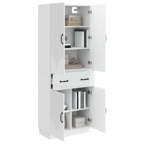 Комплект шкафове 2 pcs Бял гланц Инженерна дървесина