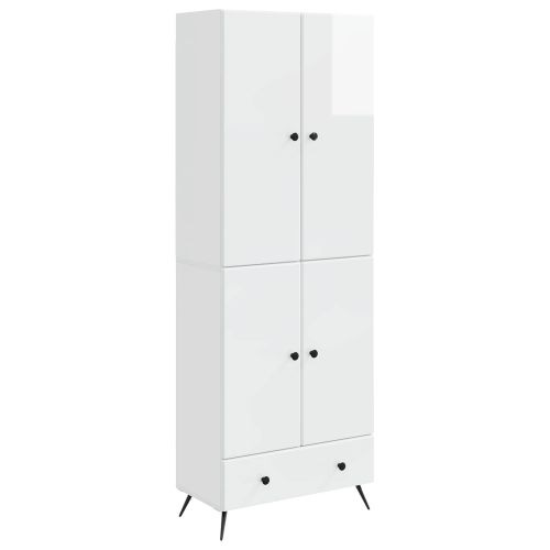 Комплект шкафове 2 pcs Бял гланц Инженерна дървесина