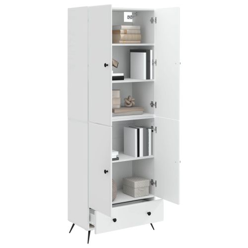 Комплект шкафове 2 pcs Бял гланц Инженерна дървесина