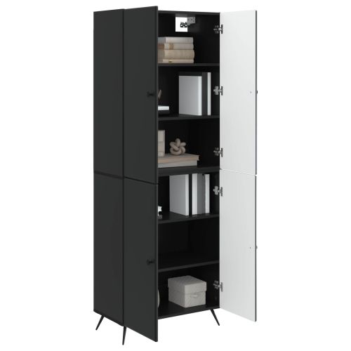 Комплект шкафове 2 pcs Черно Инженерна дървесина