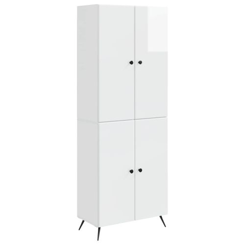 Комплект шкафове 2 pcs Бял гланц Инженерна дървесина