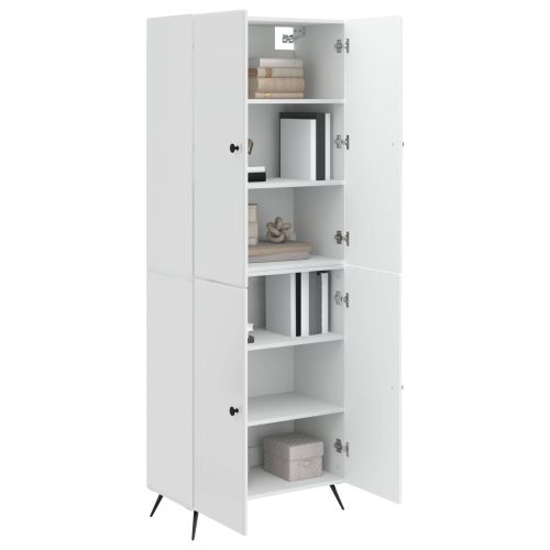Комплект шкафове 2 pcs Бял гланц Инженерна дървесина