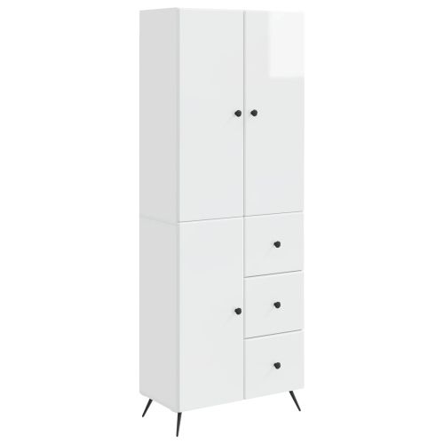 Комплект шкафове 2 pcs Бял гланц Инженерна дървесина