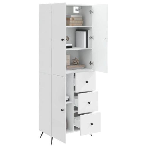 Комплект шкафове 2 pcs Бял гланц Инженерна дървесина