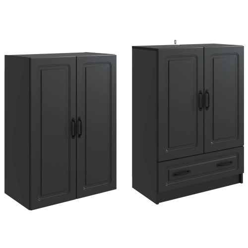 Комплект шкафове 2 pcs Черно Инженерна дървесина
