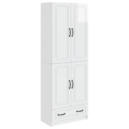 Комплект шкафове 2 pcs Бял гланц Инженерна дървесина