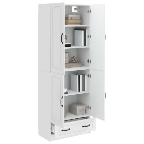 Комплект шкафове 2 pcs Бял гланц Инженерна дървесина