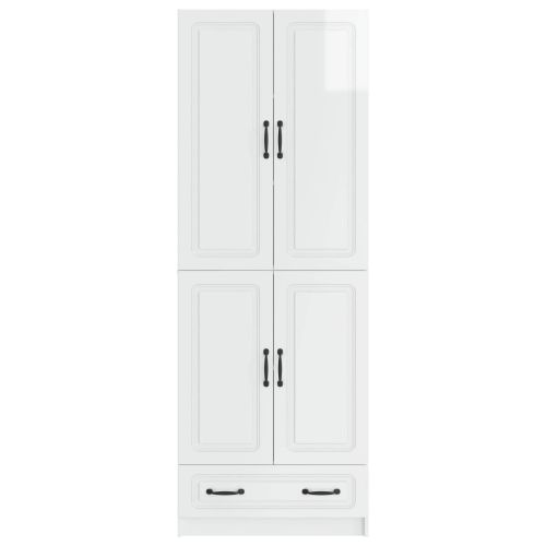 Комплект шкафове 2 pcs Бял гланц Инженерна дървесина