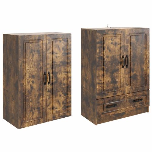 Комплект шкафове 2 pcs Опушен дъб Инженерна дървесина