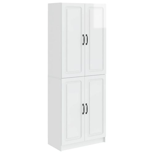 Комплект шкафове 2 pcs Бял гланц Инженерна дървесина