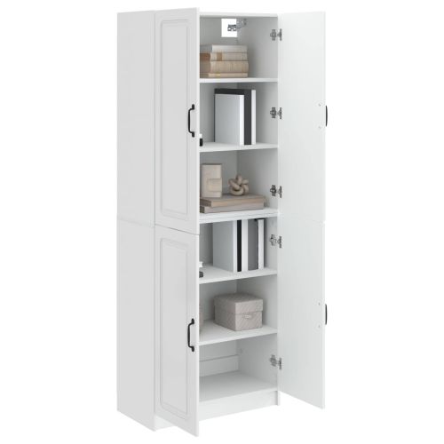 Комплект шкафове 2 pcs Бял гланц Инженерна дървесина