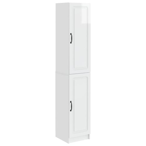 Комплект шкафове 2 pcs Бял гланц Инженерна дървесина
