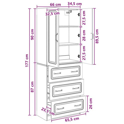 Комплект шкафове 2 pcs Старо дърво 66 x 34,5 x 87 см
