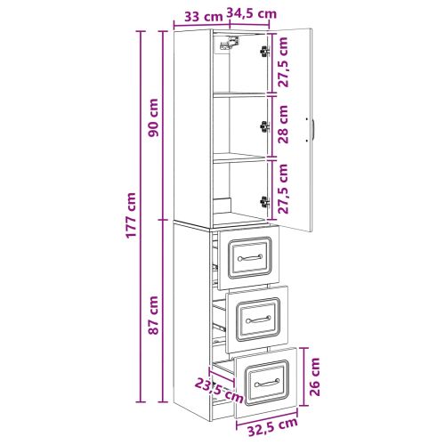 Комплект шкафове 2 pcs Черно 33 x 34,5 x 87 см
