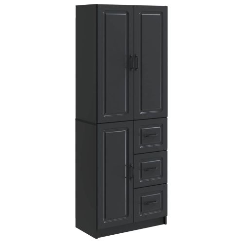 Комплект шкафове 2 pcs Черно Инженерна дървесина