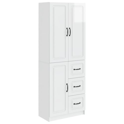 Комплект шкафове 2 pcs Бял гланц Инженерна дървесина