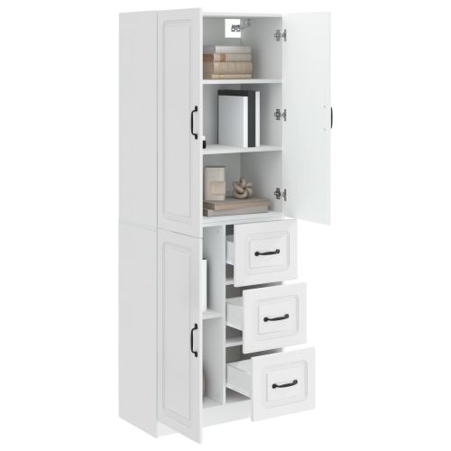 Комплект шкафове 2 pcs Бял гланц Инженерна дървесина