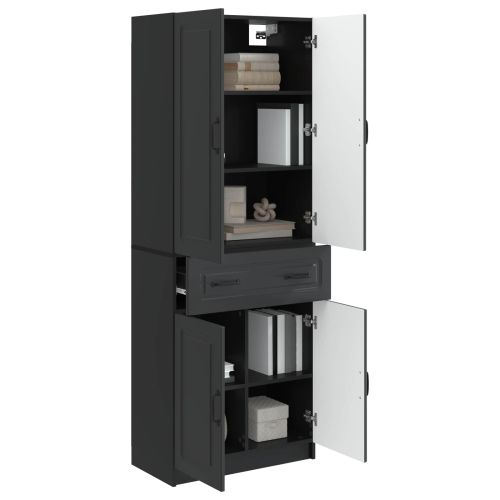 Комплект шкафове 2 pcs Черно Инженерна дървесина