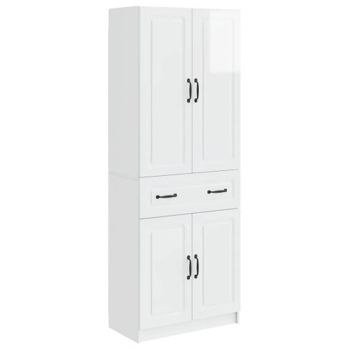 Комплект шкафове 2 pcs Бял гланц Инженерна дървесина