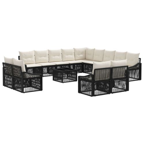 Градински Софа Комплект 14 pcs Черно полиратан