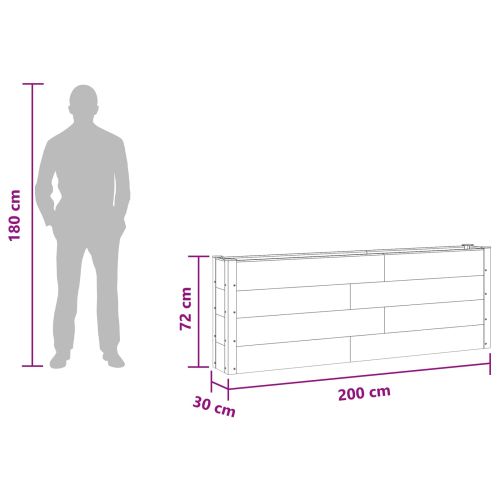 Градинска повдигната леха Кафяво 200 x 30 x 72 см
