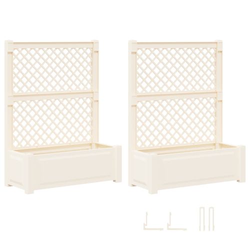 Голяма саксия с решетка 2 pcs Бяло 143 x 143 x 133,5 см ПП