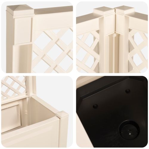 Голяма саксия с решетка 2 pcs Бяло 143 x 143 x 133,5 см ПП