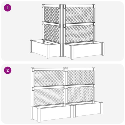 Голяма саксия с решетка 2 pcs Бяло 143 x 143 x 133,5 см ПП