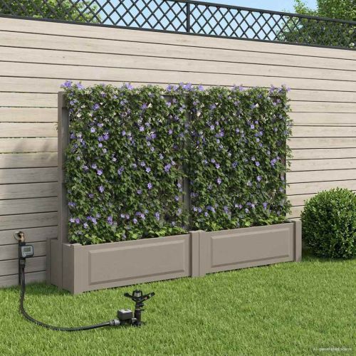 Голям сандък с решетка 2 pcs Сиво 200 x 43 x 133,5 см ПП