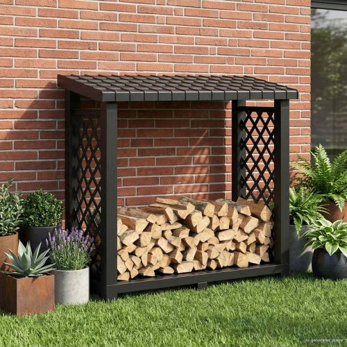 Стойка за дърва Антрацит 114 x 46 x 101 см ПП