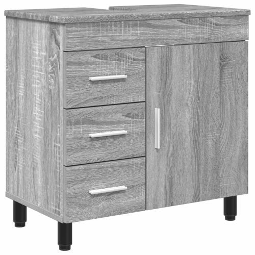 Шкаф със светло за баня Сив Сонома 60 x 35 x 60 см