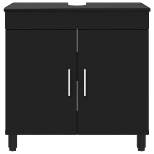 Шкаф със светло за баня Черно 60 x 35 x 60 см
