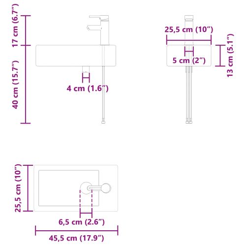 Мивка за баня със смесител Черен дъб 45,5 x 22,5 x 84 см